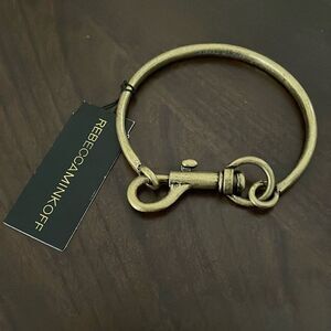 Rebecca Minkoff signature dog clip bangle bracelet brushed gold/brass tone new